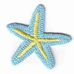 Pastel Blue & Yellow Starfish Shell Iron On Patch