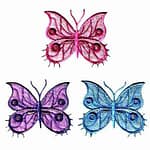 Fancy Sparkle Butterfly Iron On Patch – Large: Multiple Colors