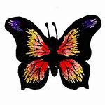Black, Yellow & Orange Butterfly Iron On Patch