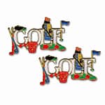 (2-Pack) GOLF with Red Accessories Iron On Patch