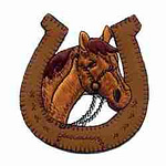 Horseshoe with Horse Head in Center Iron On Patch