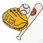 Glove, Ball and Bat Gear Iron On Sports Patch