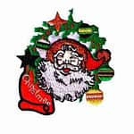 Christmas Santa in Wreath Holiday Iron On Patch