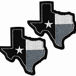 (2-Pack) Black Texas Flag Patch, Embroidered Texas State Patch Iron On or Sew On