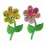 Iridescent Daisy Flower in Pink or Yellow Iron on Patch