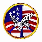 American Flag Peace Sign Eagle Iron On Patch USA