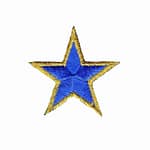 1.5 Inch Gold Trimmed Embroidered Star Iron On Patches – Blue