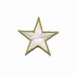 1.5 Inch Gold Trimmed Embroidered Star Iron On Patches – White