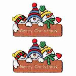 (2 Pack) 3 Snowmen with Merry Christmas Sign Iron On Patch