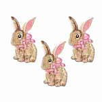 (3-Pack) Easter Bunny Applique with a Pink Bow