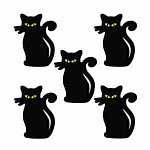 (5-Pack) Halloween Black Cat Embroidered Iron On Patch