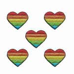 (5-Pack) Rainbow Heart Shaped Iron On Patch