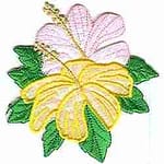 Pink and Yellow Hibiscus Flower Iron On Patch
