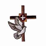 (5-Pack) Cross with White Dove Religious Iron On Patch