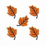 (5-Pack) Orange Fall Leaves Applique Embroidered Iron On Patch