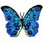 Blue Sequined Butterfly Insect Iron On Patch