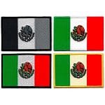 Mexican Flag Patches (4-Pack) Mexico Flag Embroidered Iron On Patch Appliques