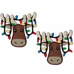 Reindeer with Lights Patches (2 Pack) Christmas Embroidered Iron On Patch Applique SKU: S02269-2