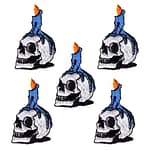 Skull with Candles Patches (5-Pack) Halloween Embroidered Iron On Patch Appliques