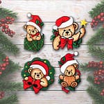Christmas Bear Patches (4-Pack) Christmas Embroidered Iron On Patch