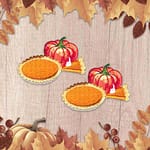 Pumpkin Pie Patches (2-Pack) Thanksgiving Embroidered Iron On Patch Applique
