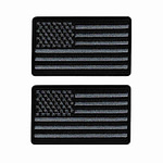 Black & Gray USA Flag Patches (2-Pack) American Flag Embroidered Iron On Appliques