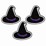 Witch Hat Patches (3-Pack) Halloween Embroidered Iron On Patch Applique