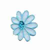 Small Sparkle Daisy in White Iron on Floral Applique