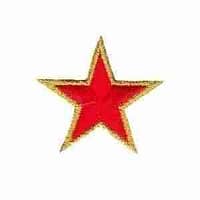 1.5 Inch Gold Trimmed Embroidered Star Iron On Patches – Red