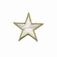 1.5 Inch Gold Trimmed Embroidered Star Iron On Patches – White