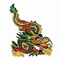 Metallic Gold Chinese Dragon Iron On Patch