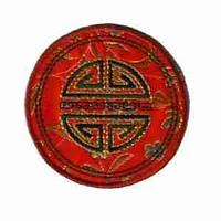 Chinese Emblem “Longevity” Round Embroidered in Satin Iron On Patch