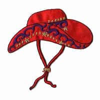 Red Hat Lady Cowgirl Hat with Tie Iron On Patch