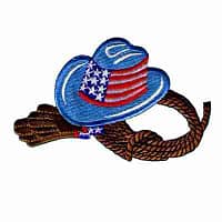 Cowboy Hat with Rope & Gloves Western Iron on Patch