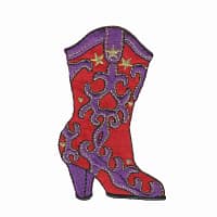 Red Hat Lady Cowgirl Boot Iron On Patch