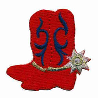 Red Hat Lady Western Boots Iron on Patch