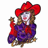 Red Hat Lady Western Giant Sheriff Cowgirl Iron On Patch