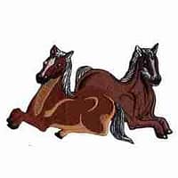 /Two Horses Sitting Equestrian Friends Iron on Patch