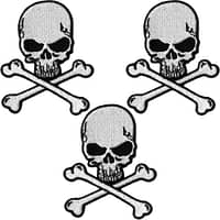 Skull and Crossbones Patches (3-Pack) Skull Embroidered Iron On Patch Appliques