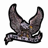 Silver Live to Ride Eagle Biker Iron On Patch
