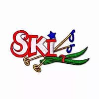 Skiing “Ski” with Equipment Iron On Sports Patch