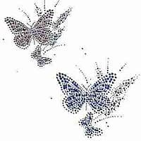Double Butterflies Iron On Rhinestone Appliques: Multiple Colors