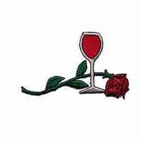 Red Wine Glass with Rose Iron On Patch