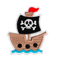 Pirate Ship Patch (2-Pack) Embroidered Iron on Patch Applique