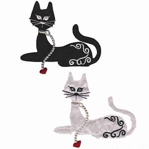 Satin Cat Appliques in Black or White - Sold Separately