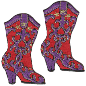 Pink Cowboy Hat Boots Patch Western Girly Rodeo Embroidered Iron