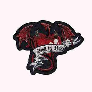 Devil By Nite Winged Heart Iron On Patch