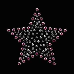 Stars - Rhinestud Pink, Lavendar and silver star 4" Iron on