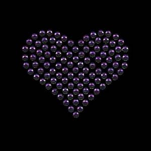 Hearts - Rhinestud Medium Purple Heart Applique