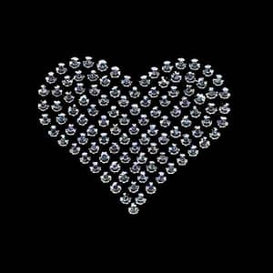 Hearts - Rhinestud Medium Silver Heart Iron on